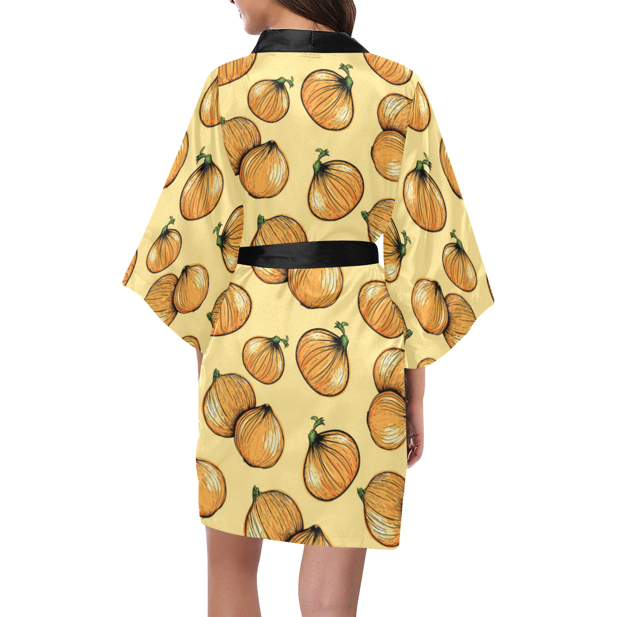 Onion Pattern Print Design A04 Women's Short Kimono