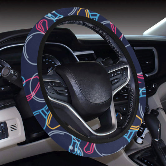 Bowling Pattern Print Design 07 Steering Wheel Cover with Elastic Edge