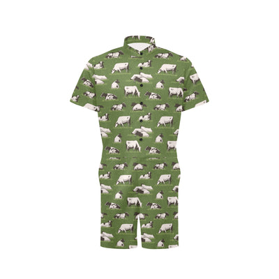 Cow on Grass Print Pattern Men's Romper