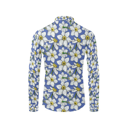 Daffodils Pattern Print Design DF08 Men's Long Sleeve Shirt