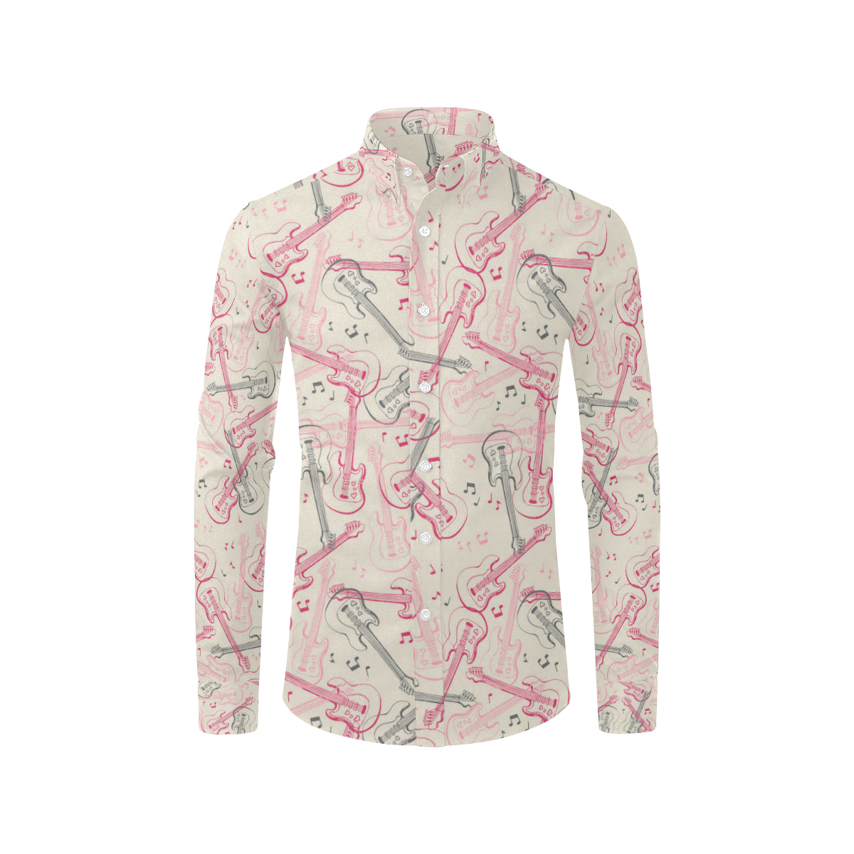 Bass Guitar Pattern Print Design 02 Men's Long Sleeve Shirt