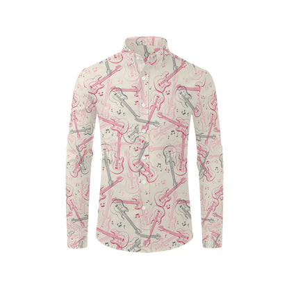 Bass Guitar Pattern Print Design 02 Men's Long Sleeve Shirt