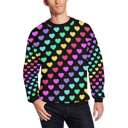 Heart Rainbow Pattern Print Design HE02 Men Long Sleeve Sweatshirt
