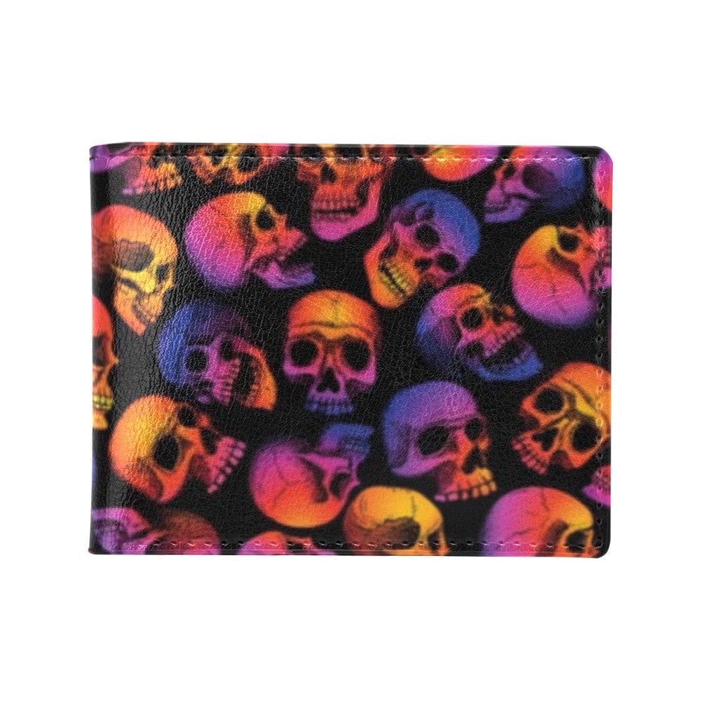 Skull Multicolor Print Design LKS3011 Men's ID Card Wallet