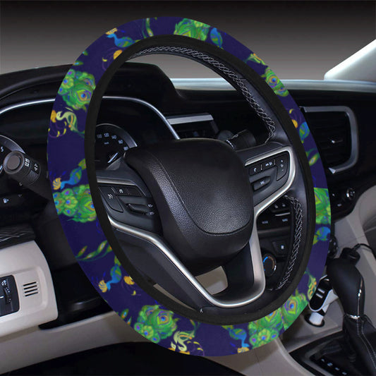Peacock Art Design Print Steering Wheel Cover with Elastic Edge