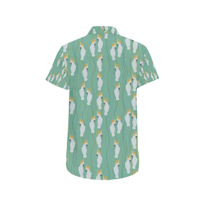 Cockatoo Pattern Print Design 01 Men's Short Sleeve Button Up Shirt