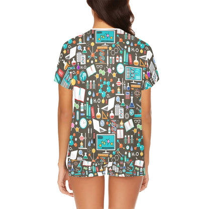Science Print Design LKS303 Women's Short Pajama Set