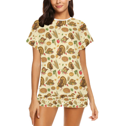 Thanksgiving Print Design LKS302 Women's Short Pajama Set