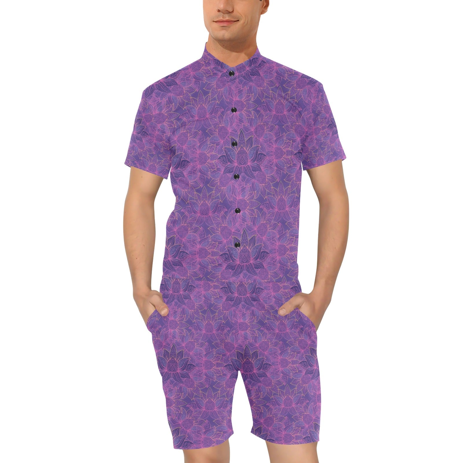 Bohemian Lotus Mandala Style Men's Romper