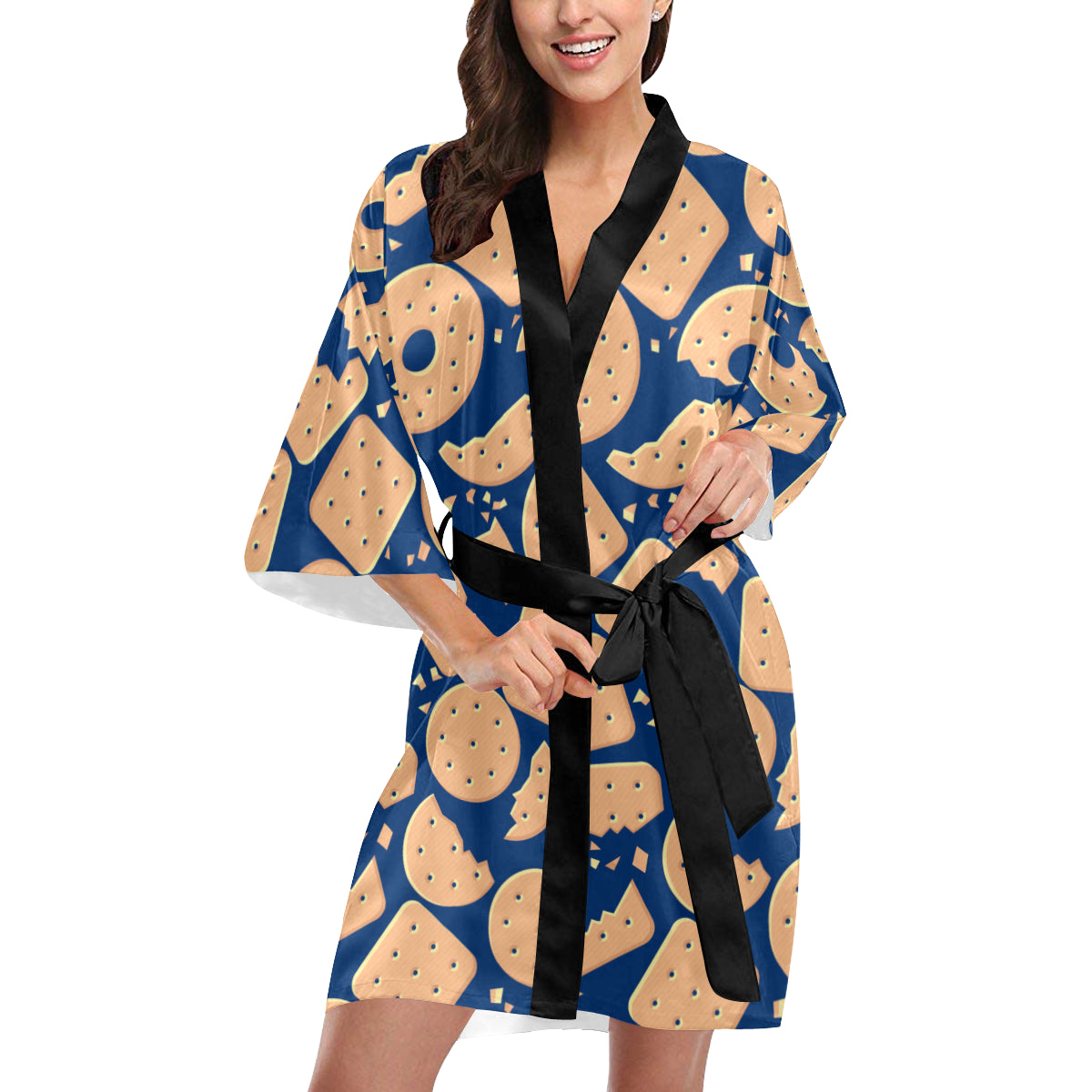 Cracker Pattern Print Design 03 Women's Short Kimono