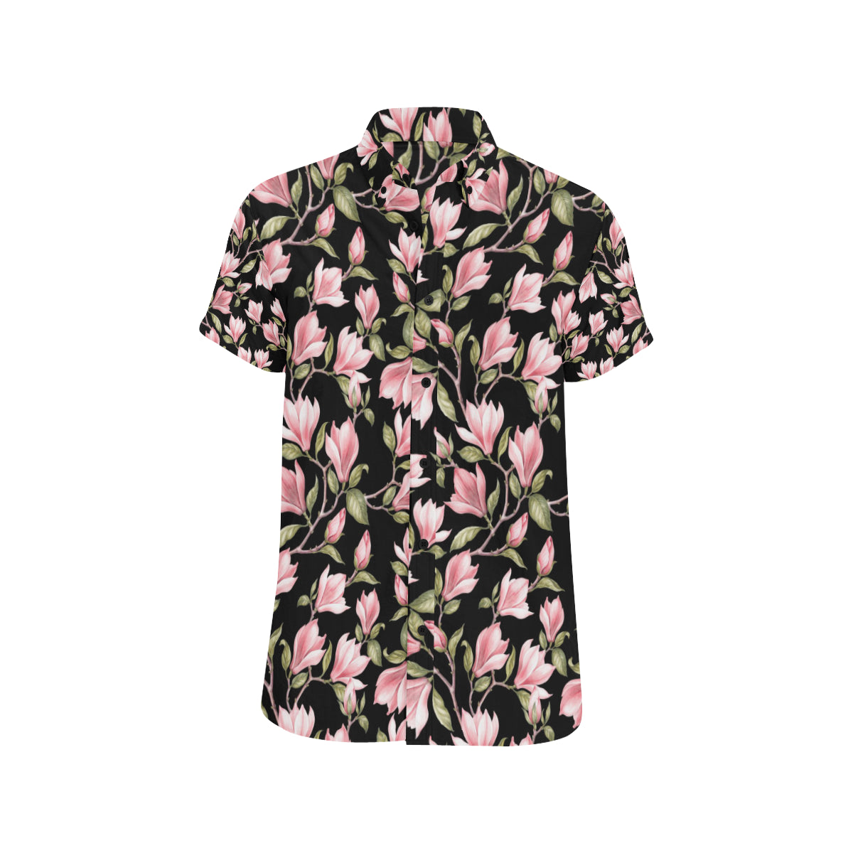 Magnolia Pattern Print Design MAG03 Men's Short Sleeve Button Up Shirt
