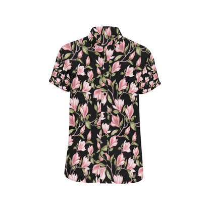 Magnolia Pattern Print Design MAG03 Men's Short Sleeve Button Up Shirt