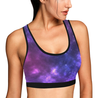 Celestial Purple Blue Galaxy Sports Bra