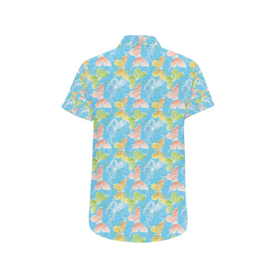 Butterfly Pattern Print Design 05 Men's Short Sleeve Button Up Shirt