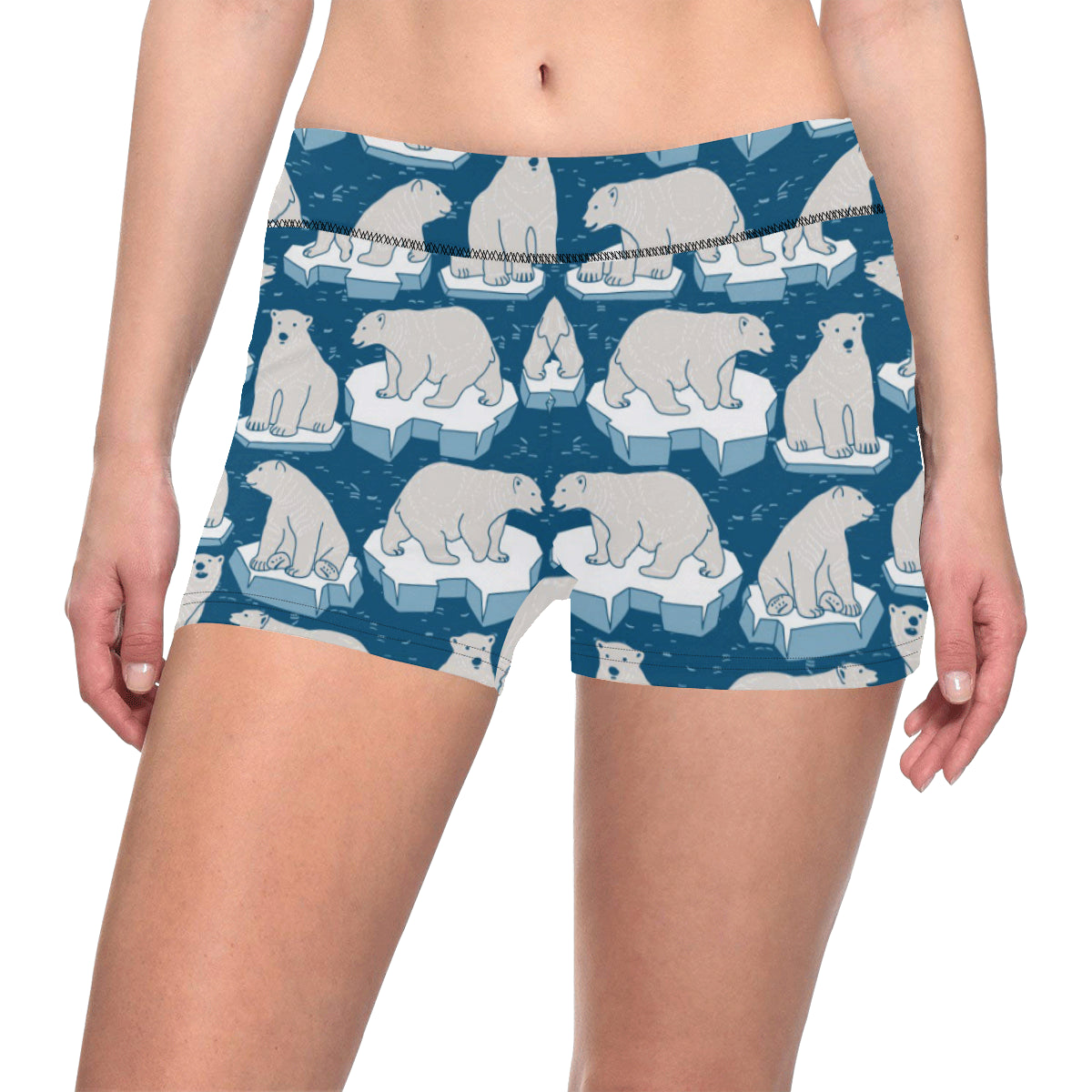 Polar Bear Pattern Print Design PB03 Yoga Shorts