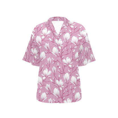 Magnolia Pattern Print Design MAG05 Women's Hawaiian Shirt