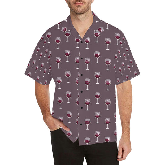Wine Glass Pattern Print Design LKS305 Men's Hawaiian Shirt