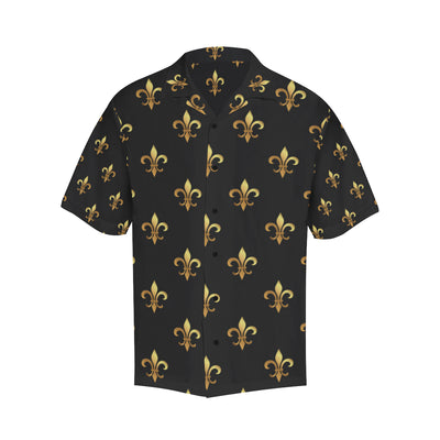 Fleur De Lis Gold Pattern Print Design 03 Men's Hawaiian Shirt