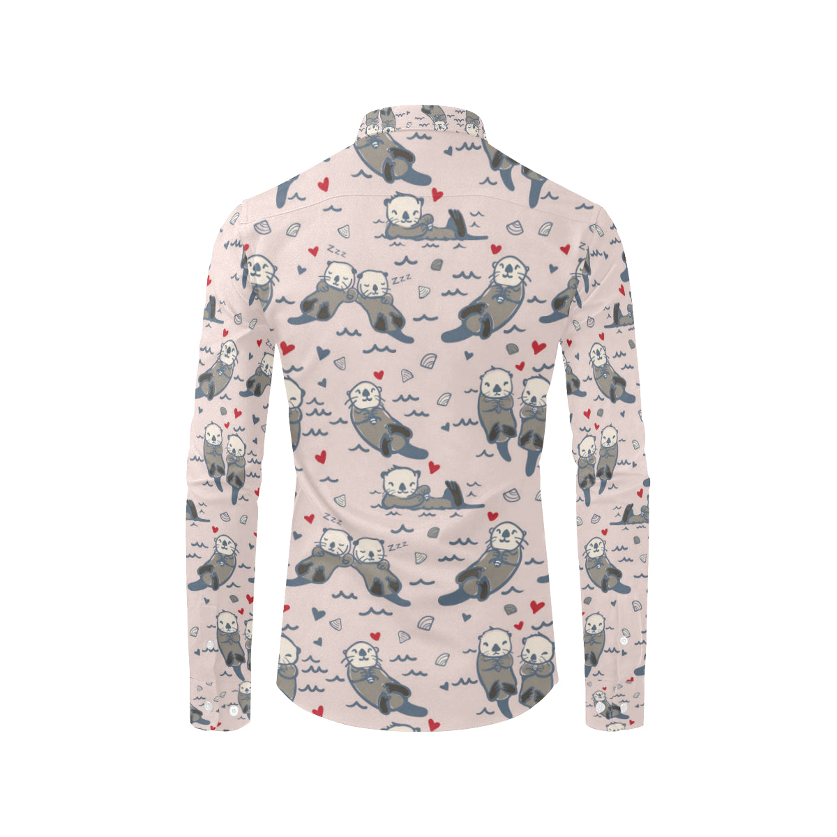 Sea Otter Pattern Print Design 02 Men's Long Sleeve Shirt