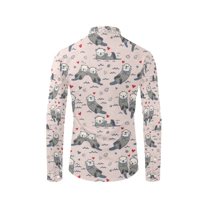 Sea Otter Pattern Print Design 02 Men's Long Sleeve Shirt