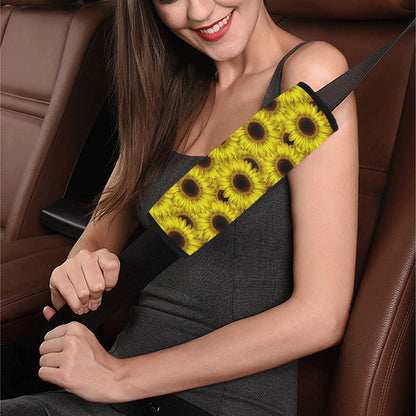 Sunflower Pattern Print Design SF011 Car Seat Belt Cover