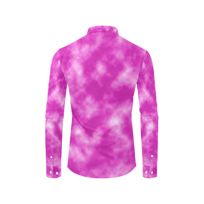 Tie Dye Pink Design Print Men's Long Sleeve Shirt