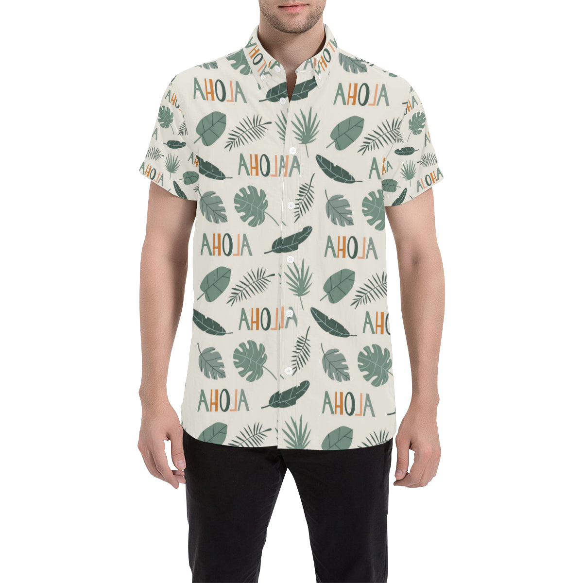 Aloha Hawaii Pattern Print Design 05 Men's Short Sleeve Button Up Shirt