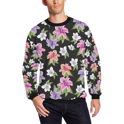 Lily Pattern Print Design LY02 Men Long Sleeve Sweatshirt