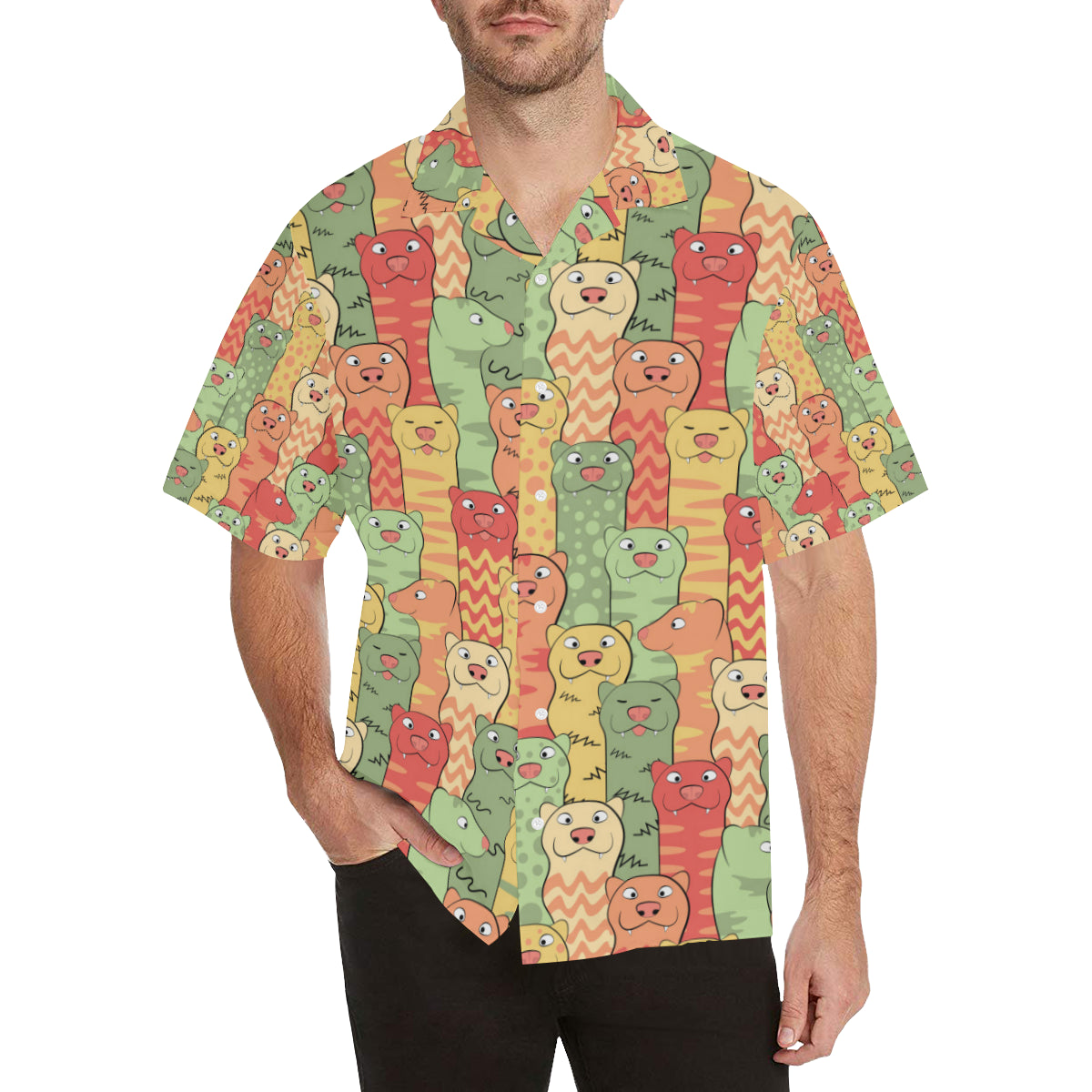 Ferret Pattern Print Design 01 Men's Hawaiian Shirt