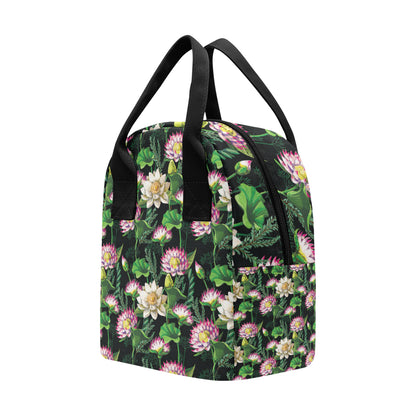 Water Lily Pattern Print Design WL010 Insulated Lunch Bag