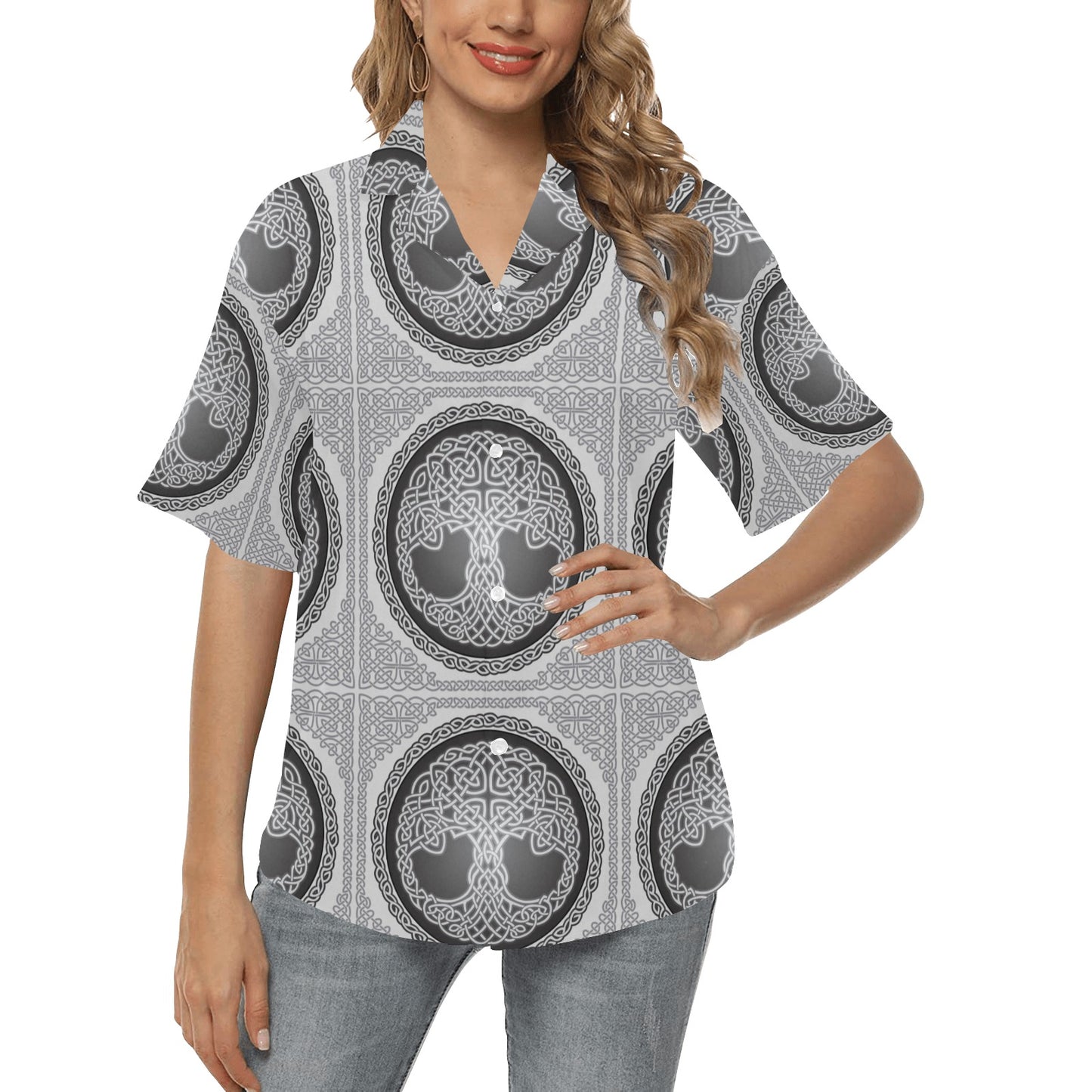 Celtic Tree of life Print Women's Hawaiian Shirt