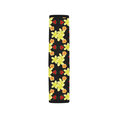 Yellow Plumeria Pattern Print Design PM04 Car Seat Belt Cover