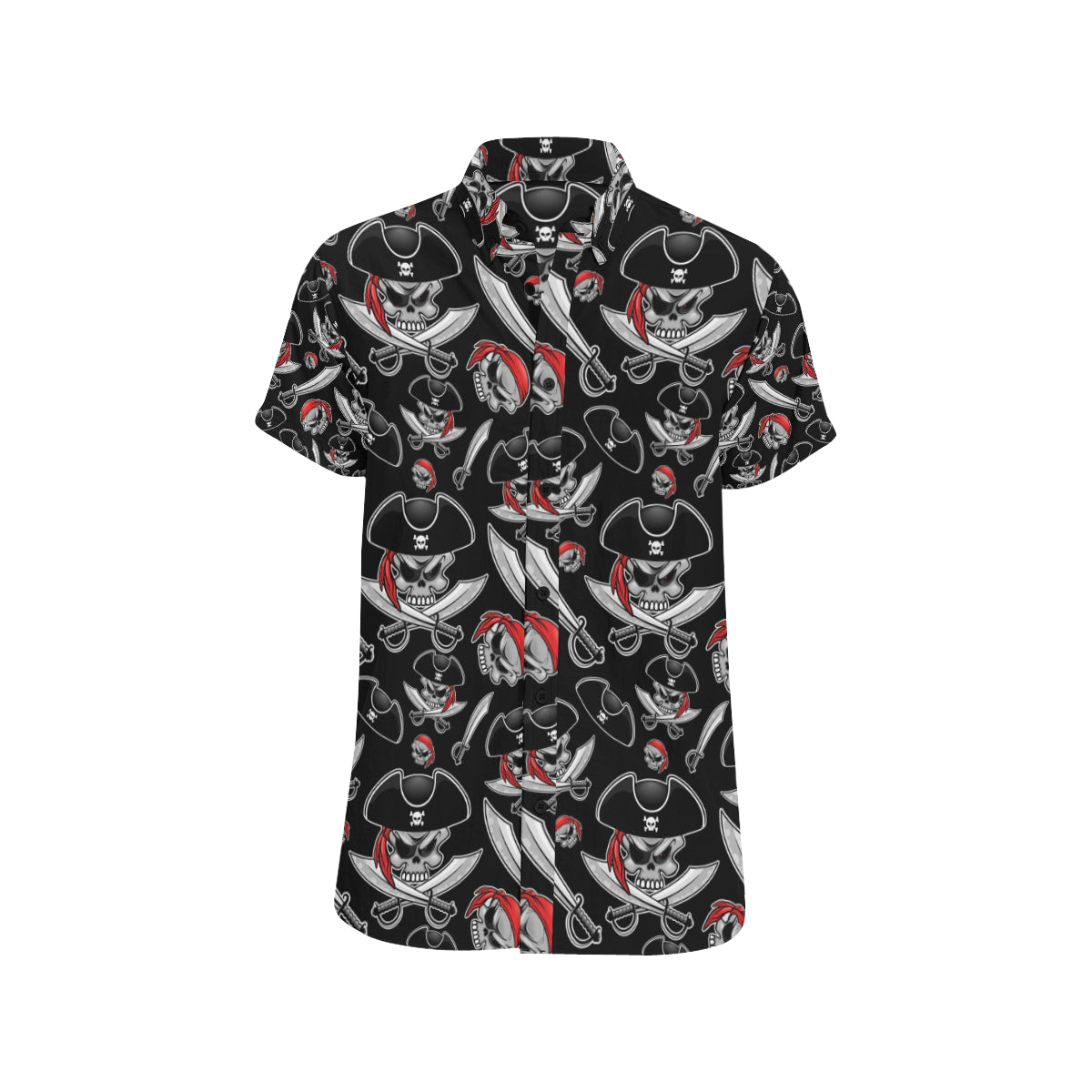 Pirate Pattern Print Design A05 Men's Short Sleeve Button Up Shirt