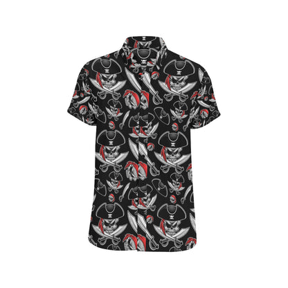 Pirate Pattern Print Design A05 Men's Short Sleeve Button Up Shirt