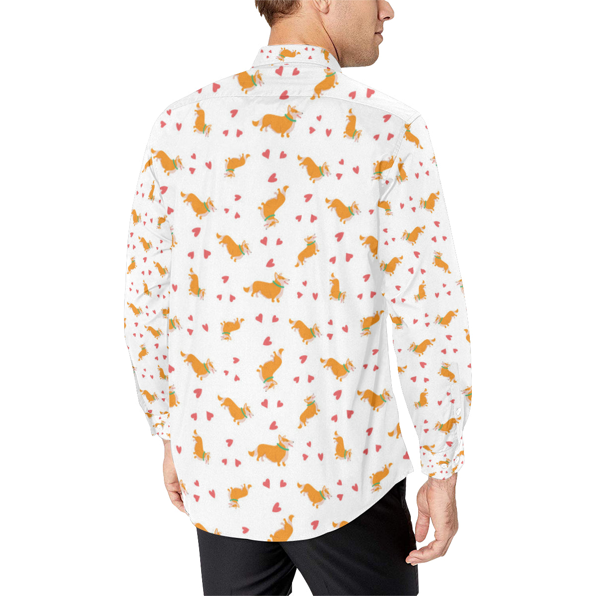 Cardigan Welsh Corgis Pattern Print Design 04 Men's Long Sleeve Shirt