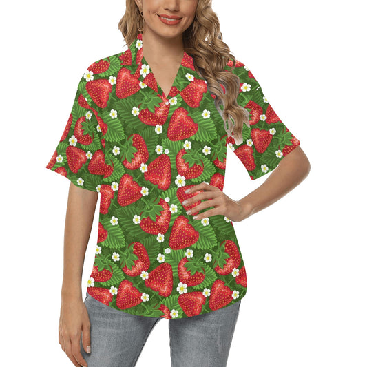 Strawberry Pattern Print Design SB05 Women's Hawaiian Shirt