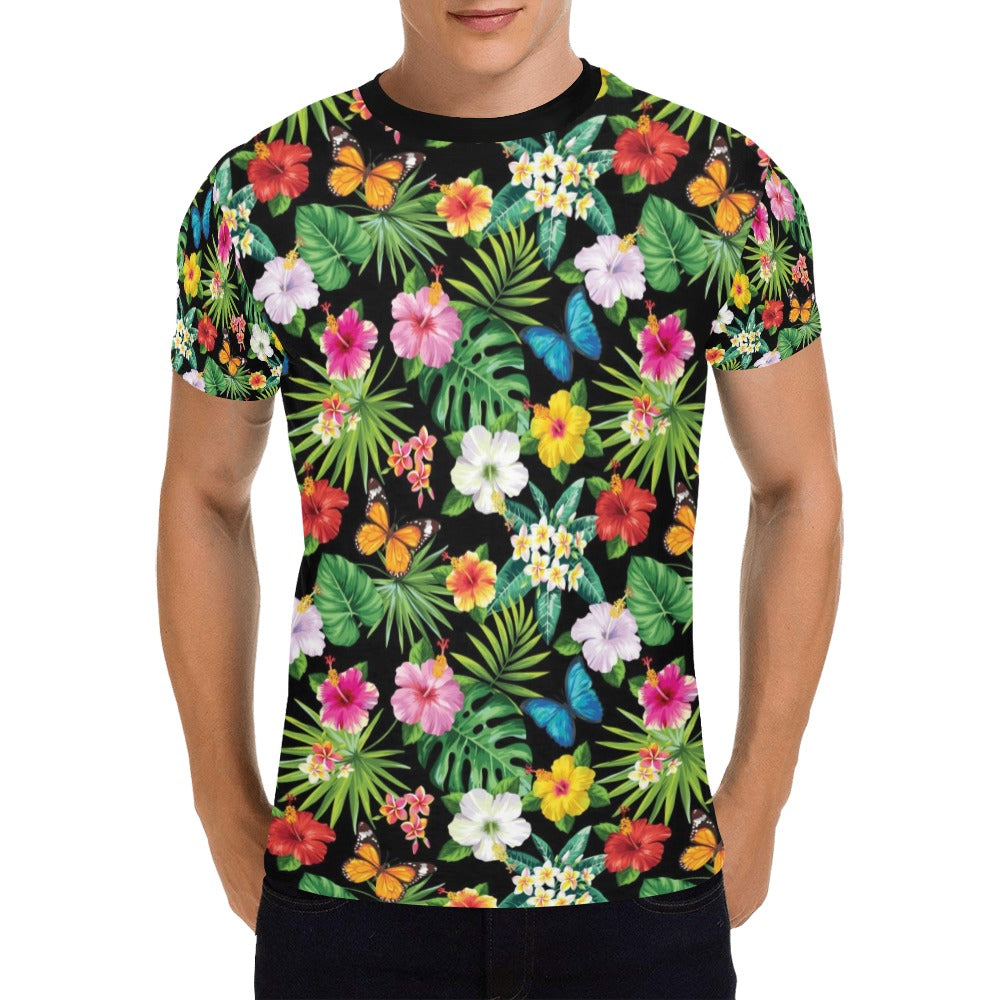 Hibiscus With Butterfly Print Design LKS305 Men's All Over Print T-shirt