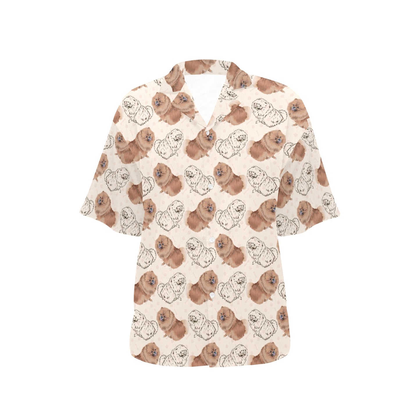 Pomeranians Pattern Print Design A01 Women's Hawaiian Shirt