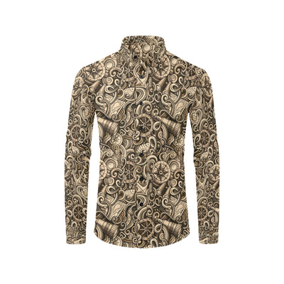 Nautical Tattoo Design Themed Print Men's Long Sleeve Shirt