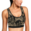 Brown Tropical Palm Leaves Sports Bra