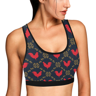 Rooster Pattern Print Design A02 Sports Bra