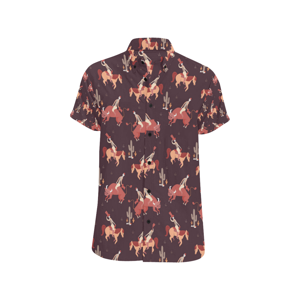 Rodeo Pattern Print Design A01 Men's Short Sleeve Button Up Shirt