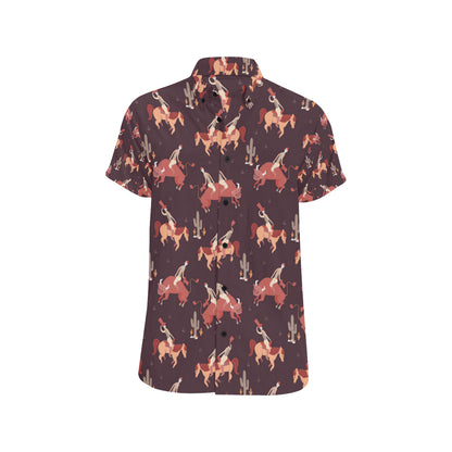 Rodeo Pattern Print Design A01 Men's Short Sleeve Button Up Shirt