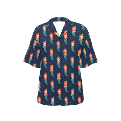Mermaid Girl Pattern Print Design 01 Women's Hawaiian Shirt