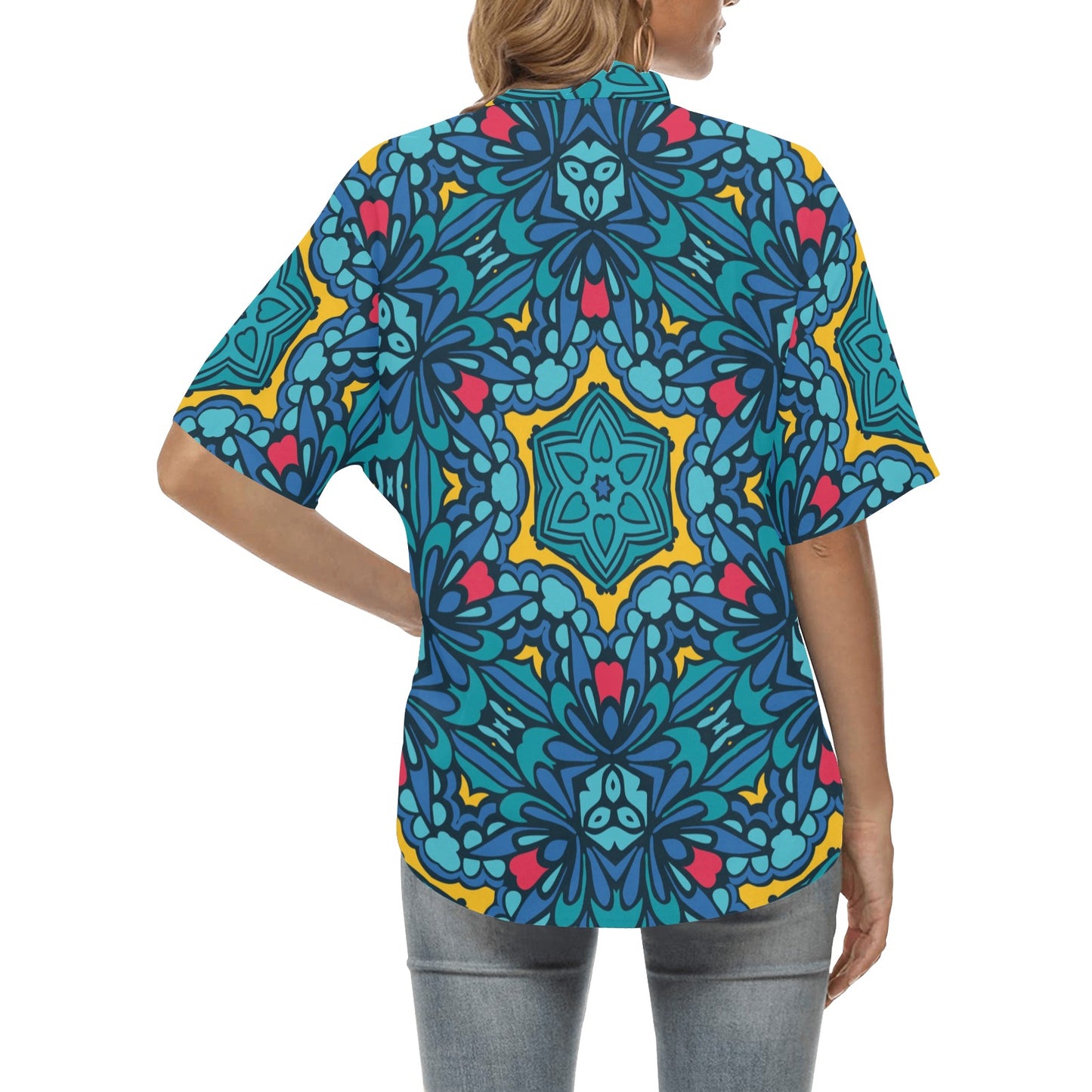 Kaleidoscope Pattern Print Design 04 Women's Hawaiian Shirt