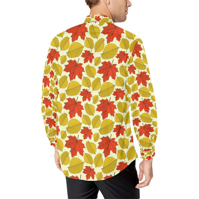 Elm Maple Leave Print Pattern Men's Long Sleeve Shirt