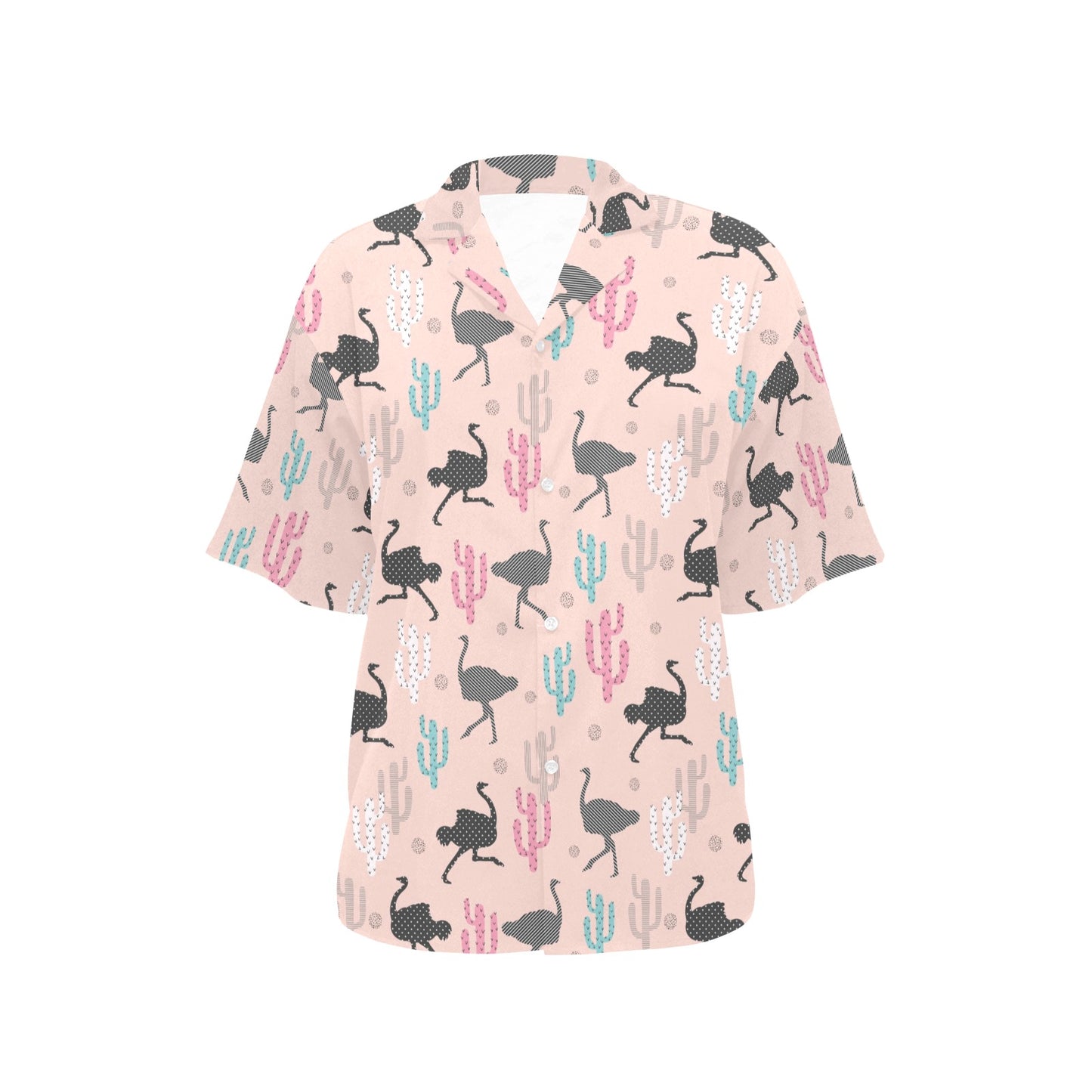Ostrich Pattern Print Design 03 Women's Hawaiian Shirt