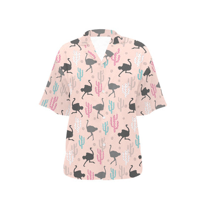 Ostrich Pattern Print Design 03 Women's Hawaiian Shirt