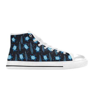 Sea Turtle Print Design LKS3013 High Top Women's White Shoes