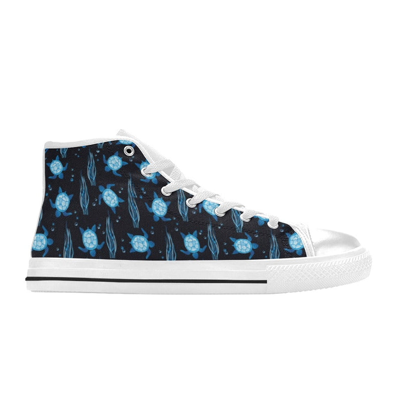 Sea Turtle Print Design LKS3013 High Top Women's White Shoes